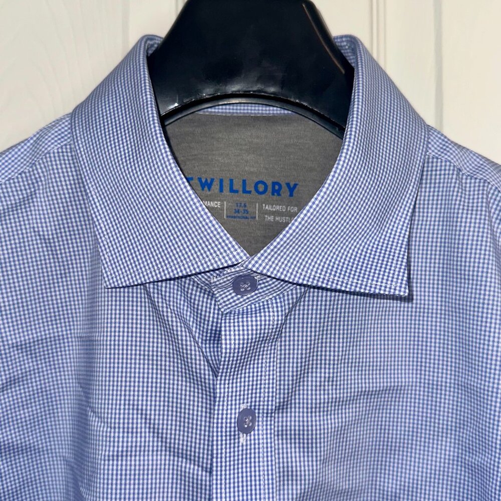 Twillory Performance Dress Shirt – 17.5/34-35 – Traditional Fit – Micro Blue HT